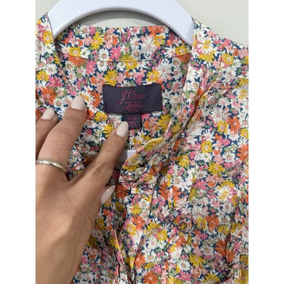 J Crew Liberty Ruffle Button Up Shirt Libby Floral Size XXS 2320 - Picture 6 of 11